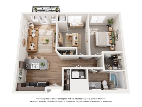 Floor plan for 2 beds, 1 bath, 831 sqft